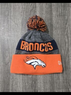 New Era Orange & Gray NFL Denver Broncos Knit Cuff Pom Beanie One Size